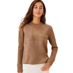Ann Taylor Faux Suede Mixed Media Sweater